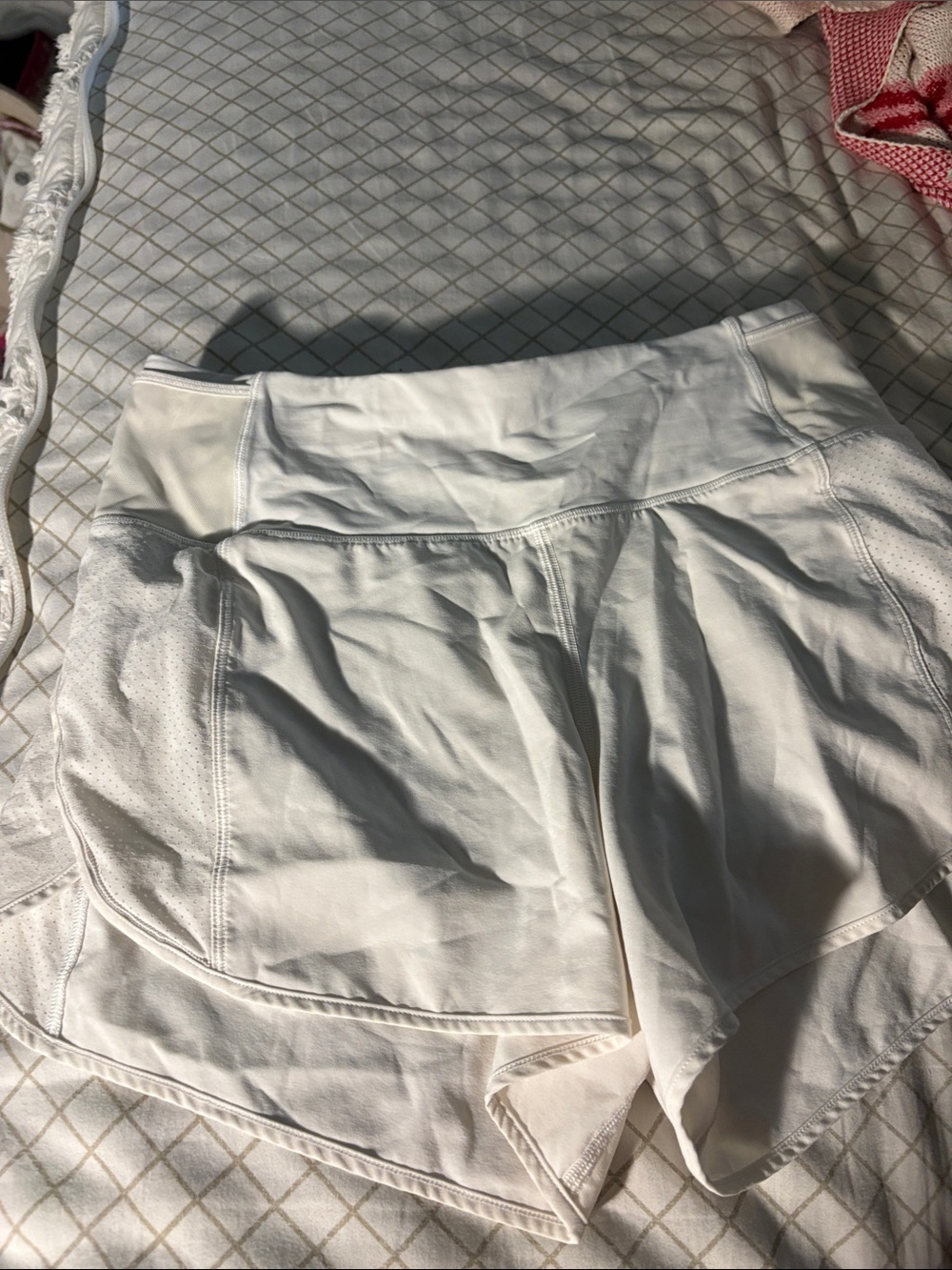 White Lululemon running shorts size 6